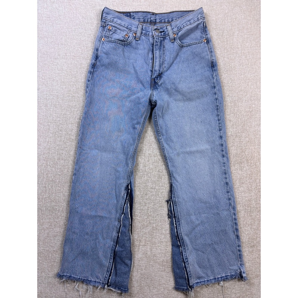 Levis 565 Mens Wide Leg Custom Flare Jeans Light Wash Blue Denim 30x30